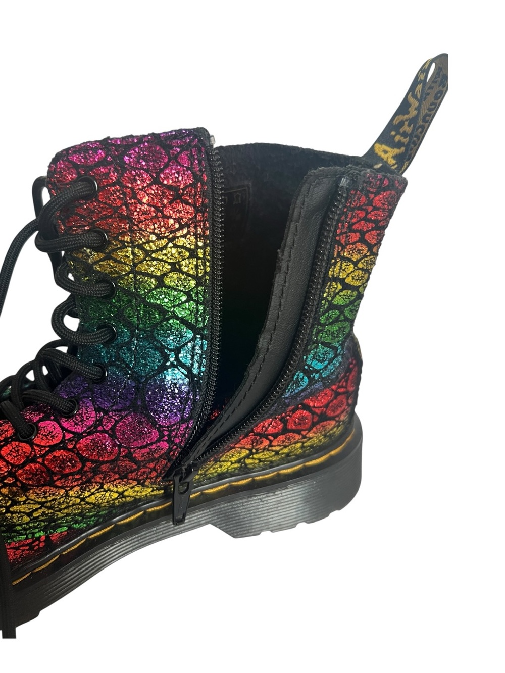 Dr Martens 1460 Pascaly Black + Rainbow Spot Metallic Suede Size 6 - Picture 11 of 13
